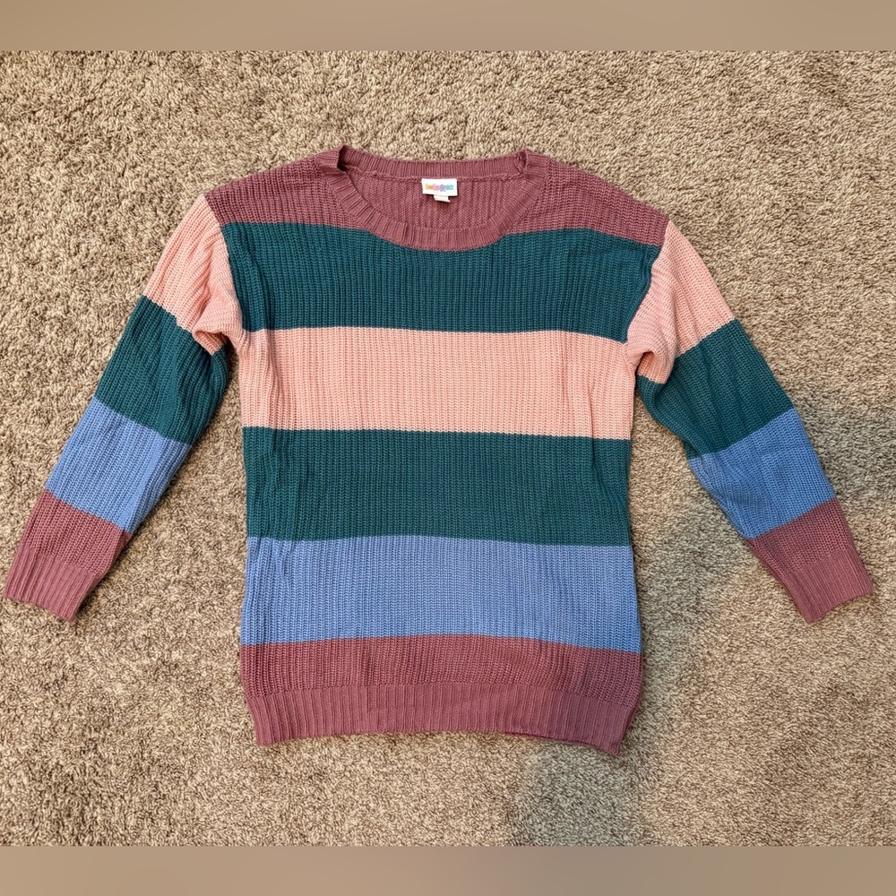 LuLaRoe Multicolor Striped Crew Neck Sweater